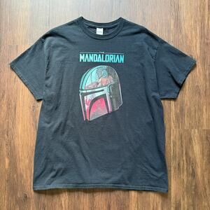 Star Wars The Mandalorian Graphic Tee Black XL Gildan Ultra Cotton